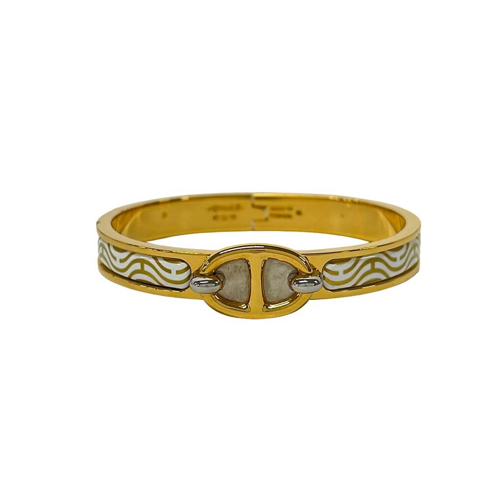 Hermès Mini Clic/Chaîne d'Ancre Bangle Gold Silver White